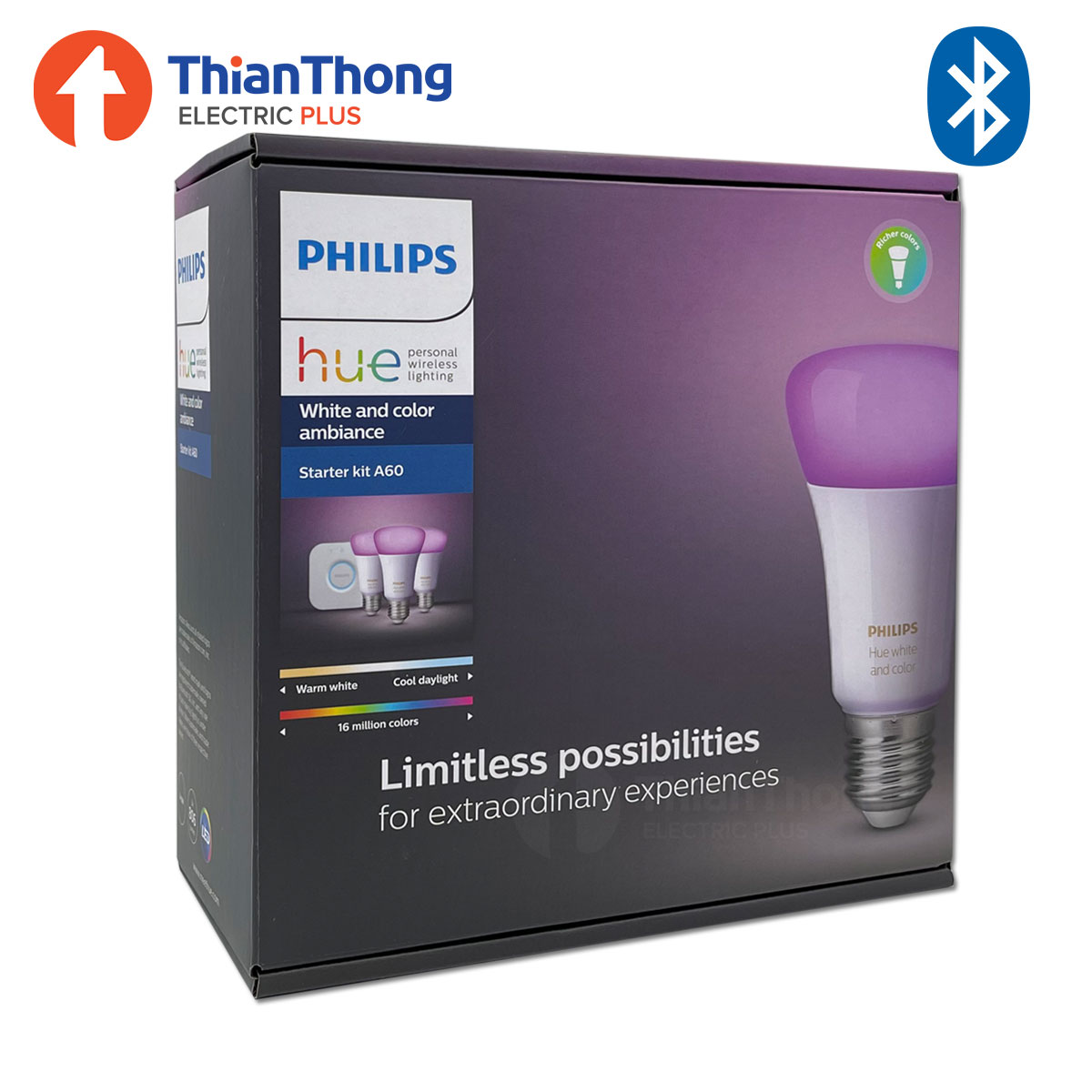 Philips Hue Starter Kit with Bluetooth ชุดเริ่มต้น ฟิลิปส์ฮิว หลอดไฟอัจฉริยะ 3 หลอด พร้อม Philips Hue Bridge