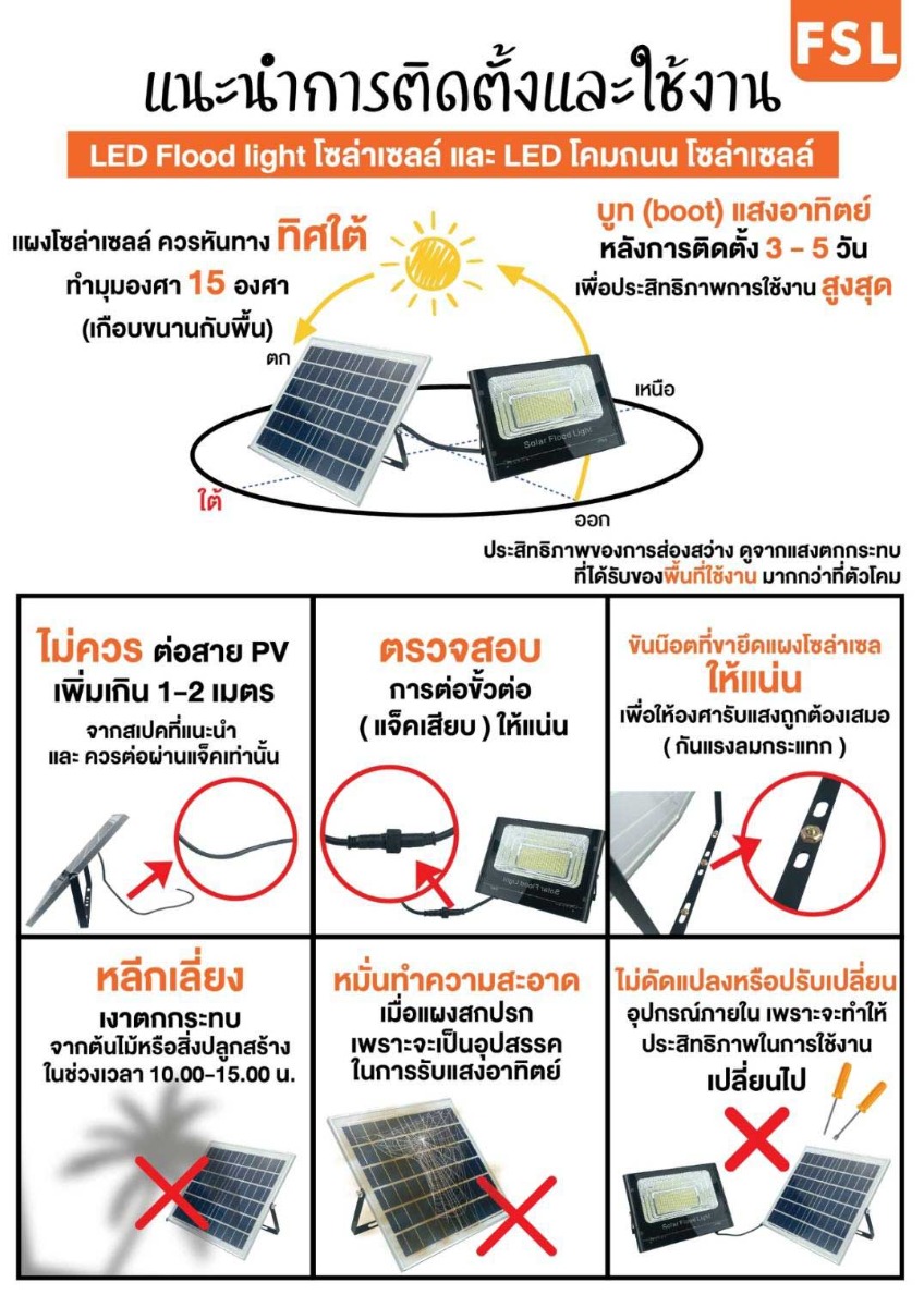 FSL โคมฟลัดไลท์ โซล่าเซลล์ พร้อมรีโมท Solar LED Flood Light With Remote 200W
