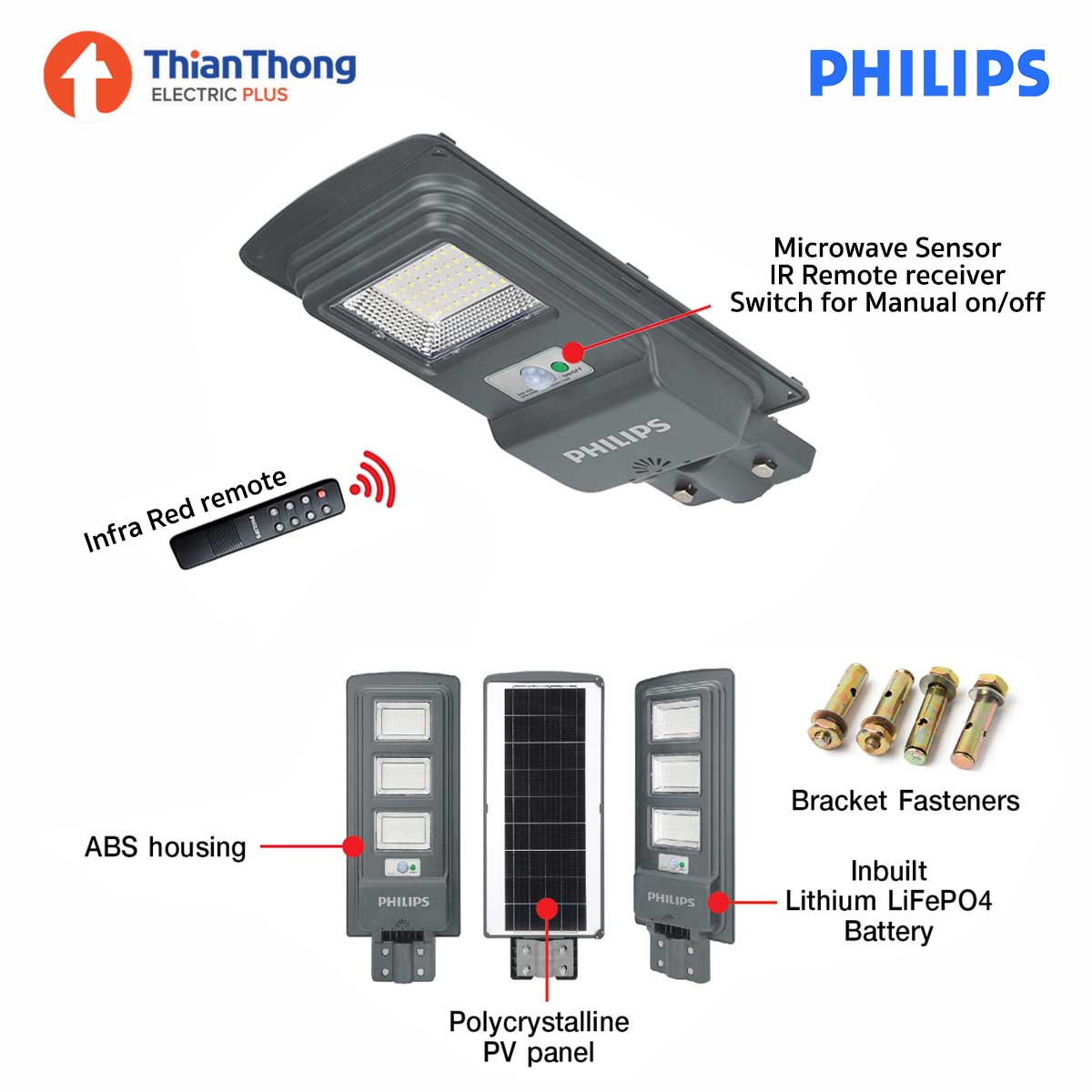 Philips โคมไฟถนน ฟิลิปส์ สมาร์ทไบรท์ SmartBright Solar Streetlight BRC010 LED10/765 7W Daylight