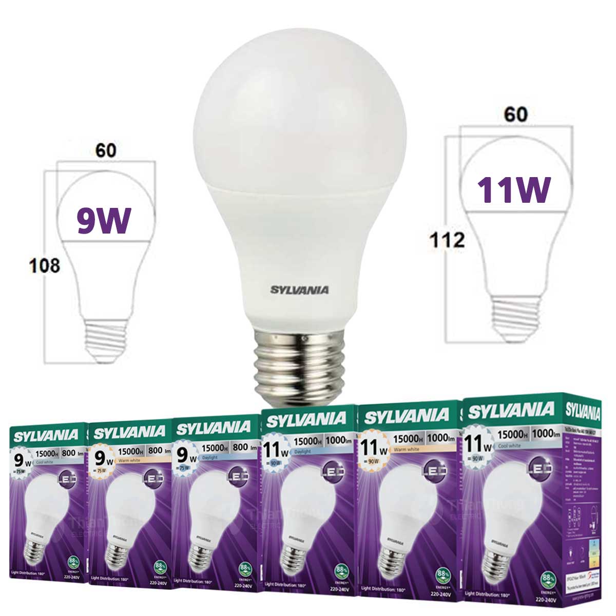 Sylvania หลอดไฟ ซีวาเนีย LED ToLEDo Basic Plus 9W 11W A60 E27