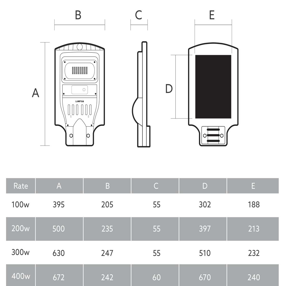 Lamptan โคมไฟถนนโซล่าเซลล์ พลังงานแสงอาทิตย์ แลมป์ตั้น Solar Streetlight รุ่น SUNNY แสง Daylight