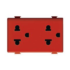 Bticino เต้ารับไฟฟ้า กราวด์คู่ บิทิชิโน ขนาด 3 ช่อง มีม่านนิรภัย สีแดง Duplex Socket 3P 3 Module with safety shutter RED - Matix AM5025DR