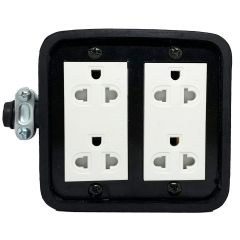 ฺBewon บล๊อกยาง 4x4 พร้อมปลั๊กกราวด์คู่แบบมีม่าน บีวัน Rubber socket 4x4 ขายส่ง
