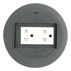 Panasonic เต้ารับฝังพื้นแบบเรียบพร้อมเต้ารับคู่กราวด์และม่านนิรภัย พานาโซนิค Pop Up floor outlet duplex DU-81831HT9