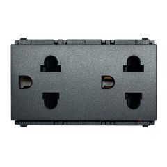 Philips เต้ารับคู่แบบมีสายดิน และม่านนิรภัย ฟิลิปส์ รุ่นลีฟ LeafStyle Duplex 2P+E US-EU Socket Black สีดำ