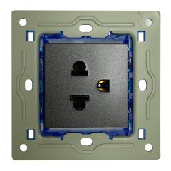 Siemens เต้ารับเดี่ยว มีกราวด์และม่านนิรภัย สีดำ รุ่นแวเลียร์ ซีเมนส์ Grounding Universal Socket with Safety Shutter 5UB9-577-4PB04 - DELTA Valere Black