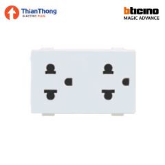 Bticino ปลั๊กกราวด์คู่ มีม่านนิรภัย บิทิชิโน M9025G Duplex socket Euro-US 2P+E รุ่น Magic Advance 