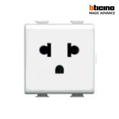 Bticino ปลั๊กกราวด์เดี่ยว มีม่านนิรภัย บิทิชิโน M9025T Simplex socket Euro-US 2P+E รุ่น Magic Advance