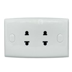 SCHNEIDER เต้ารับคู่ 2 ขา พร้อมม่านนิรภัย 16A 250V ชไนเดอร์ (คลิปเซล) TWIN SOCKET WITH SHUTTER E426UST2 S-CLASSIC