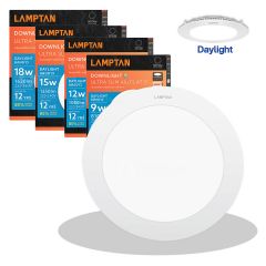 Lamptan โคมไฟดาวน์ไลท์ พาแนลกลม แลมป์ตั้น LED Downlight Ultra Slim Circle 6" 9W