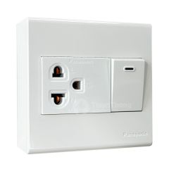 Panasonic ชุดเต้ารับเดี่ยวมีกราวด์ 3 ขา พร้อมสวิตซ์ควบคุม พานาโซนิค Socket Sets BSW1391S สีขาว
