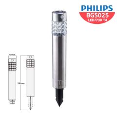Philips โคมปักดิน ไฟทางเดิน โคมไฟโซล่าเซลล์ Essential SmartBright Solar Decorative รุ่น BGS025 LED/730 T3 Solar pathway IN