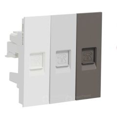 Schneider เต้ารับโทรศัพท์ 6 ขา 4 สาย ชไนเดอร์ Telephone Socket with Shutter M3T1RJ4M_WE, M3T1RJ4M_GY, M3T1RJ4M_BK, รุ่น AvatarOn A