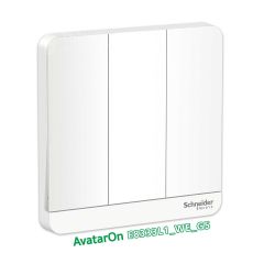 Schneider ชุดสวิตช์ทางเดียว ขนาด 3 ช่อง  ชไนเดอร์ 3Gangs 1Way Switch สีขาว E8333L1_WE_G5 รุ่น AvatarOn E