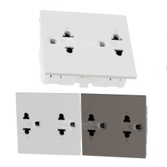 Schneider เต้ารับคู่ 3 ขา 2P + E พร้อมม่านนิรภัย ชไนเดอร์ Universal Double Socket-outlet 3 Pin M3T426UST2_WE, M3T426UST2_GY, M3T426UST2_BK, รุ่น AvatarOn A
