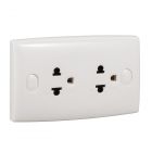 Schneider เต้ารับคู่ 3 ขา พร้อมม่านนิรภัย 16A 250V ชไนเดอร์ (คลิปเซล) Twin Socket with Shutter E426UEST2/T S-Classic