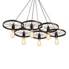 โคมไฟห้อย 6 Lamps Head Cycle Pendant Light Loft Style E27 TTE-CH-7432/6 6 lamps head Pendant Light Wheel Contemporary Edison Chandelier 