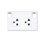 HACO เต้ารับคู่ 3 ขามีกราวด์ พร้อมควบคุม เปิด-ปิด ฮาโก้ Duplex 3 Pin Euro-American Swithed Socket Set W816UV2S