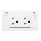 Panasonic เต้ารับคู่แบบมีม่าน พร้อมสวิทซ์ควบคุม WEGP 1282 WK สีขาว