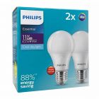 Philips หลอดไฟฟิลิปส์ LED Bulb Essential 11W (แพ็คคู่) Value Pack