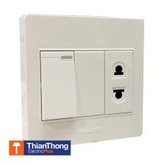 HACO เต้ารับเดี่ยว 2 ขาและสวิซต์ทางเดียว ฮาโก้ Plug and 1 Way SwitchMaster Series M3N-R11