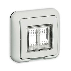 Bticino หน้ากากกันน้ำ 2ช่อง บิทิชิโน Cover IP55 for flush-mounting box 502E 2 modules Matix 25602