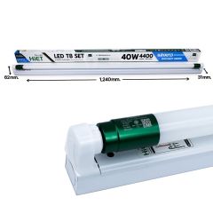 HIET ชุดรางขาสปริงพร้อมหลอด 40w ไฮ-เอท LED T8 TUBE SET แสงขาว