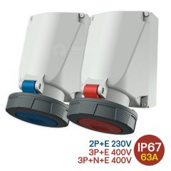 Mennekes ปลั๊กตัวเมียติดผนัง ชนิดกันน้ำ CEE 63A 230V 400V CEE Wall Mounted Receptacles (IP67)