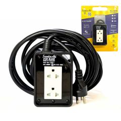 Sentoshi ขั้วกระเบื้องหุ้มยาง พร้อมสายสำเร็จรูป กันฝน ซันโตชิ VKF 2x0.5 sq.mm. with socket and plug ความยาว 3 เมตร