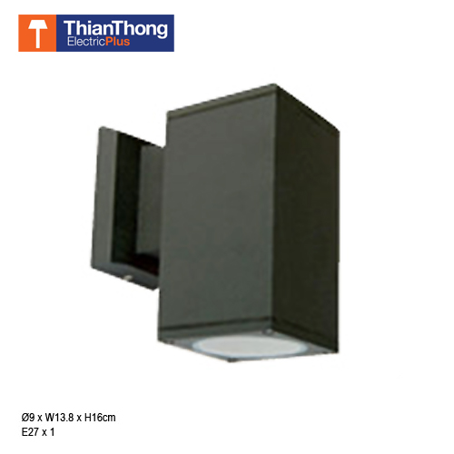 โคมไฟภายนอก ติดผนัง ทรงกระบอกเหลี่ยม O-3030/1 สีดำ Black