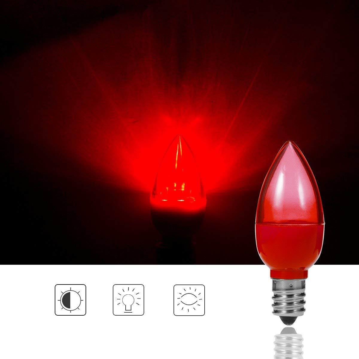 หลอดไฟทรงจำปาเล็ก ไฟศาลเจ้า เจ้าที่ LED สีแดง E12 (แพ็คคู่)