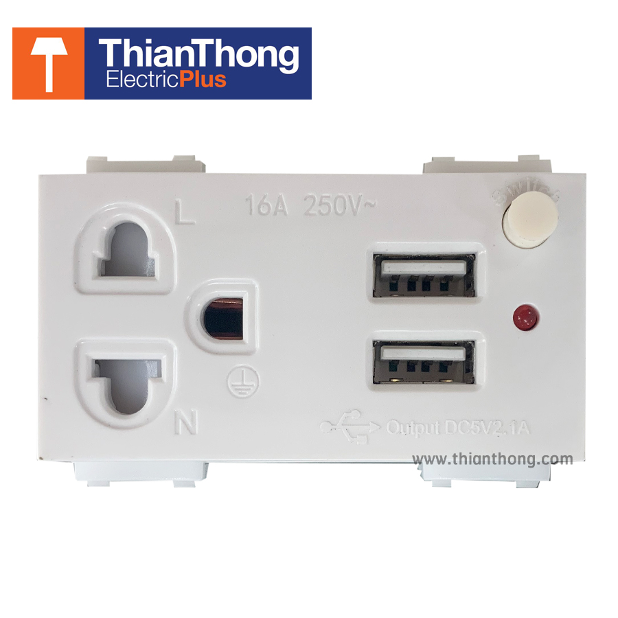 Bewon เต้ารับ USB 5V x 2.1A พร้อม ปลั๊กกราวด์ บีวัน 