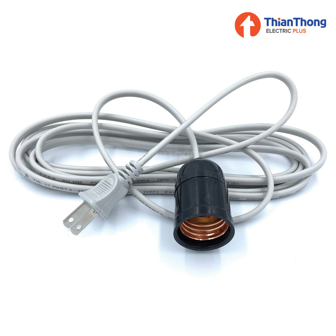 Bewon สายไฟพร้อมขั้วห้อย E27 บีวัน VKF 2x0.5 sq.mm. with socket and plug ความยาว 3 เมตร