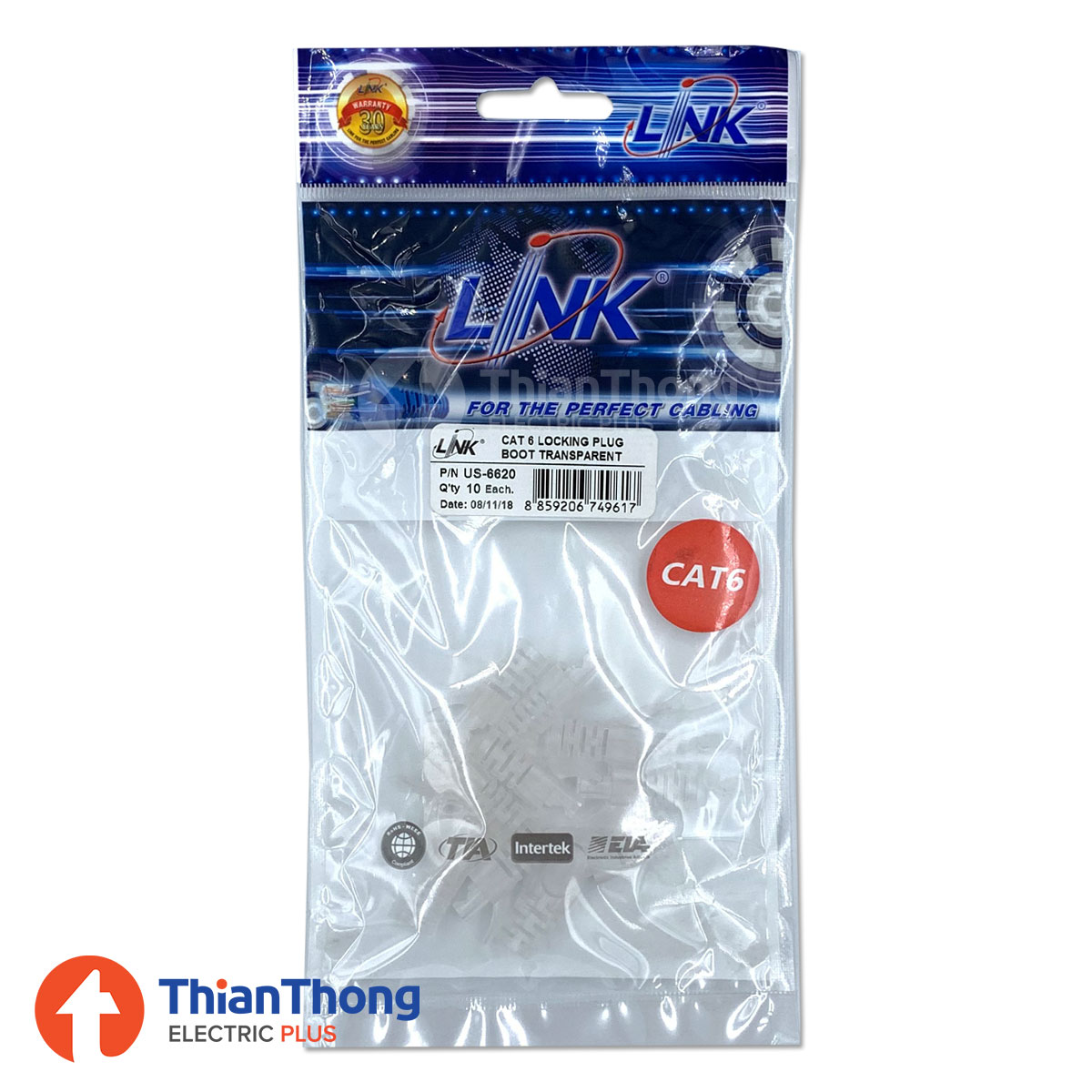 Link ปลั๊กบูทส์ ยางครอบหัวแลนแบบใส ลิ้งค์ Locking Plug Boot CAT6 Transparent Link US-6620